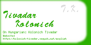tivadar kolonich business card